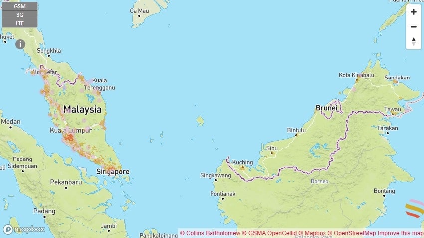 U Mobile スマートフォン カバー 範囲 地図 マレーシア
