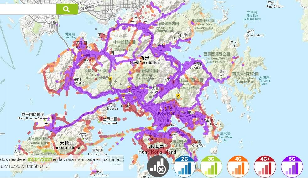 アジア 香港 インターネット-接続 Three HK 回線速度マップ