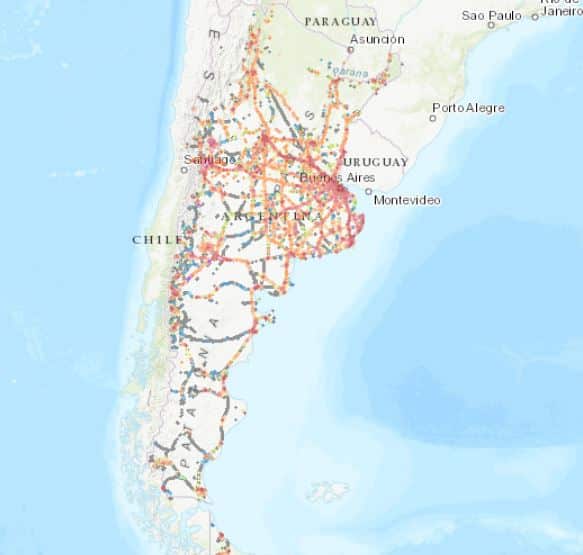 アルゼンチンにおけるmovistarの通信対応エリアマップ