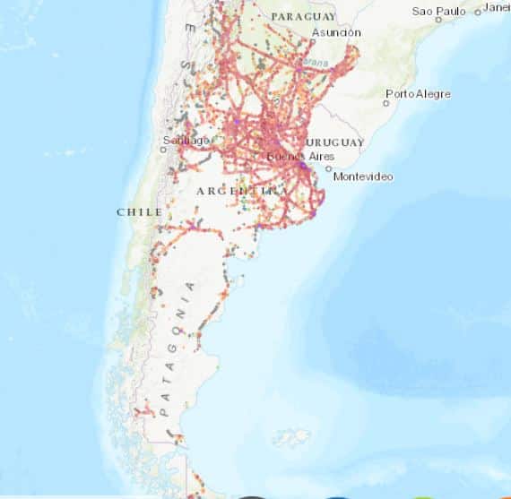 アルゼンチンにおけるPersonal Móvilの通信対応エリアマップ