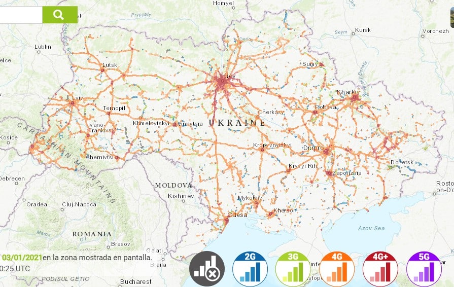 ウクライナ インターネット 接続 Vodafone 回線速度マップ