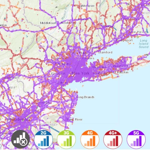 アメリカ・ニューヨーク インターネット 接続 Holafly eSIM サービスエリアマップ