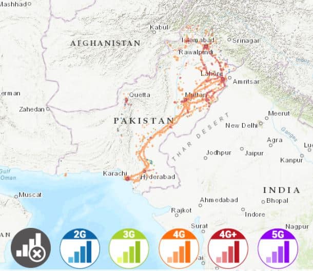 パキスタン インターネット 接続 Holafly eSIM サービスエリアマップ