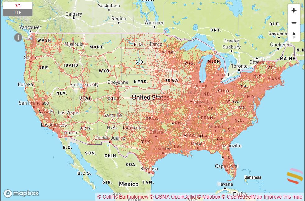 esim　アメリカ　at&t　通信エリア