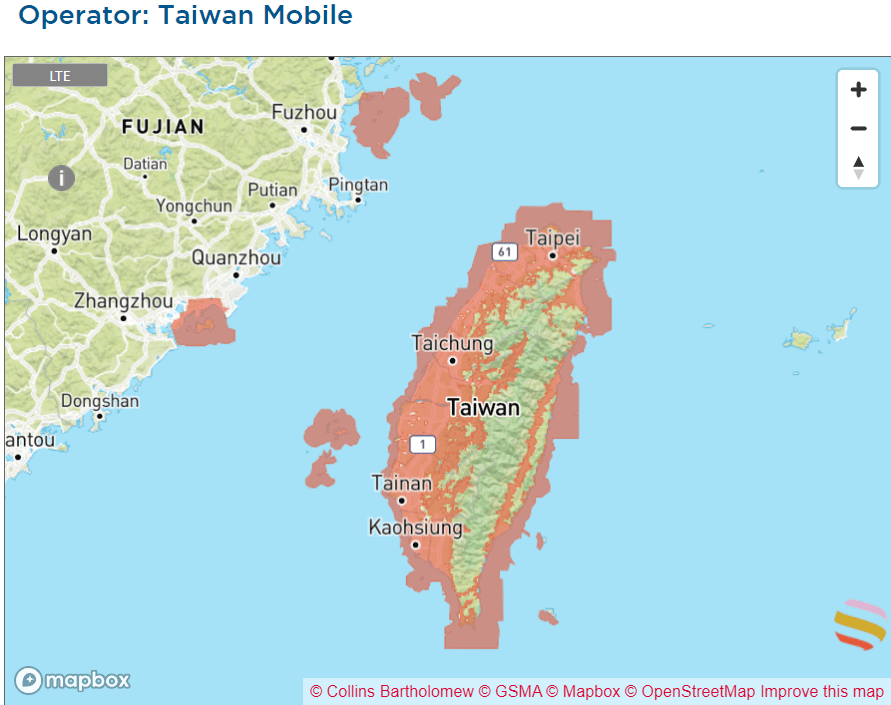 台湾モバイル　台湾　携帯キャリア　通信エリア