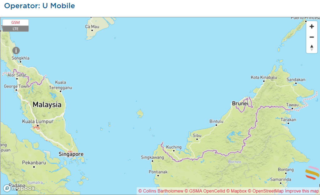 マレーシア　Umobile　通信エリア　LTE　速度　海外eSIM　オラフライ　Holafly