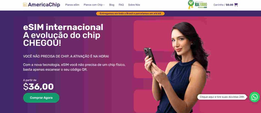 America Chip é bom, America Chip é confiável, America Chip como comprar, America Chip entrega, America Chip preços, America Chip como funciona, eSIM America Chip 
