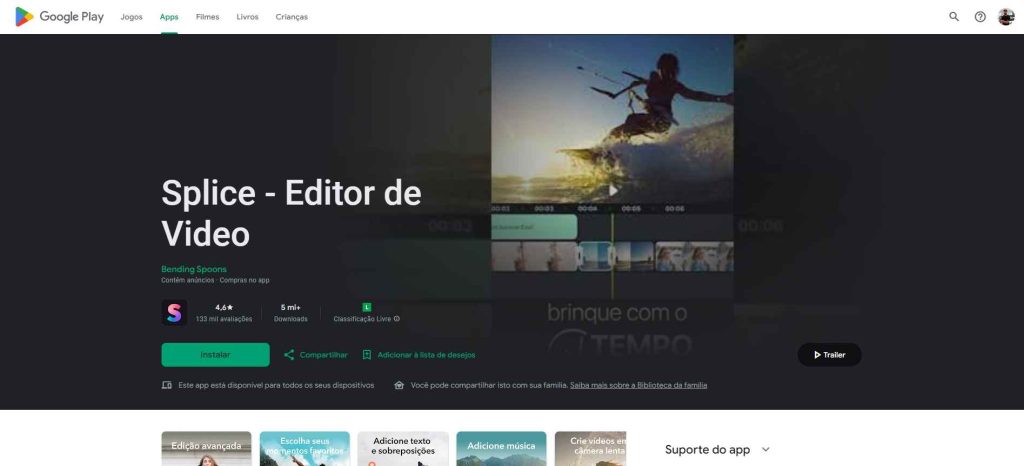 O Splice é mais uma ótima opção de editor de vídeos.