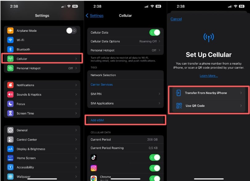 Checking esim compatibility on iphone