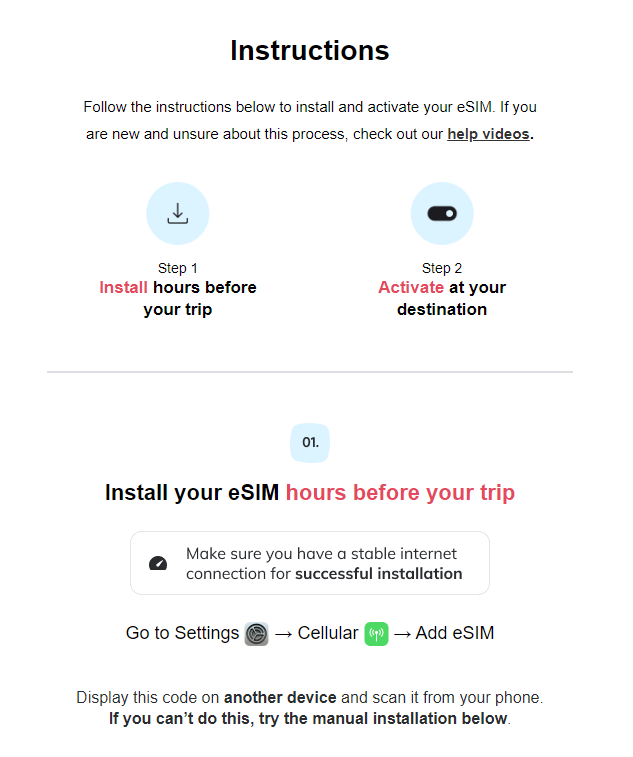 esim installation instructions