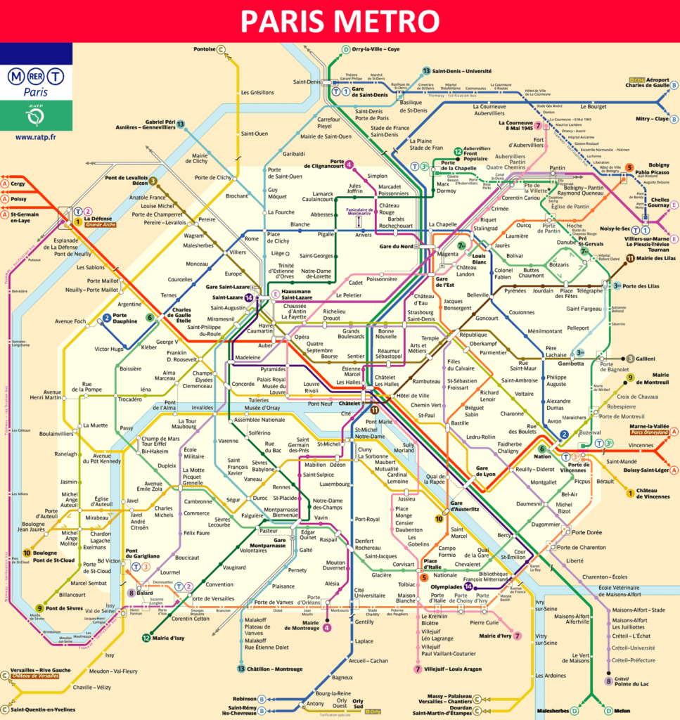 Paris Metro Map.