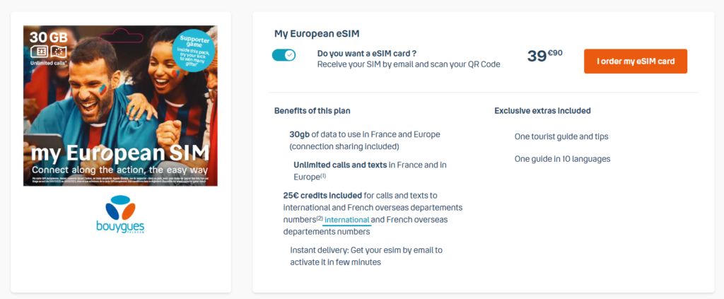 Bouygues telecom my European eSIM