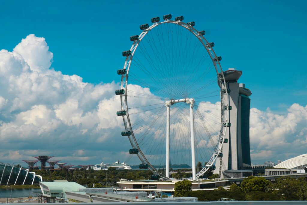Singapore Flyer with Garden by the Bay nearby