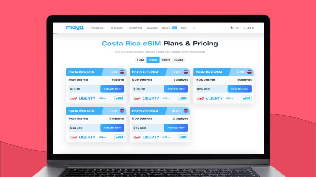 Maya Mobile eSIM for Costa Rica