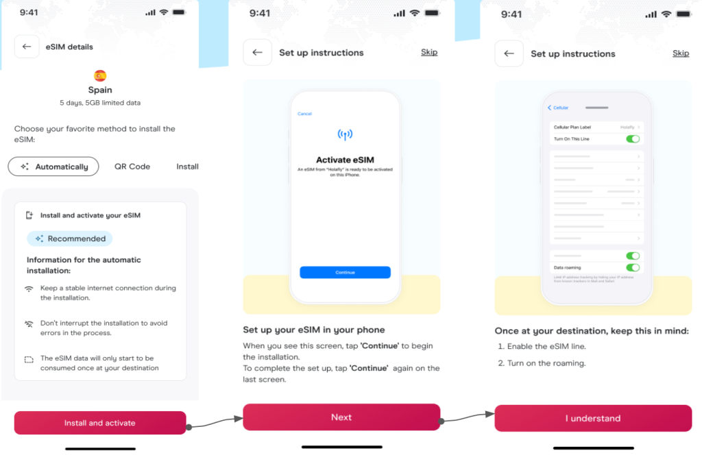 Holafly eSIM installation process