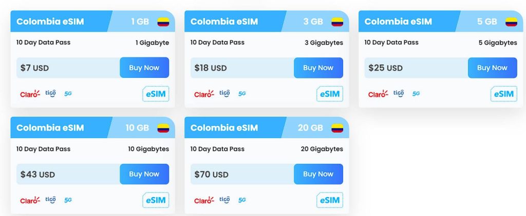 maya mobile esim plans for colombia