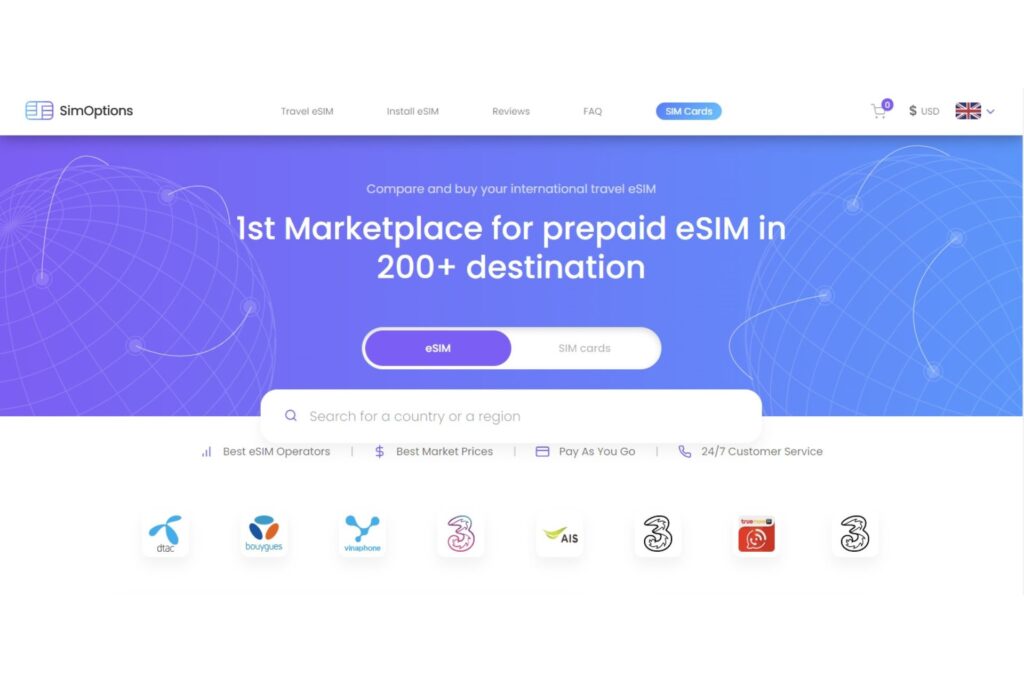 SimOptions marketplace website