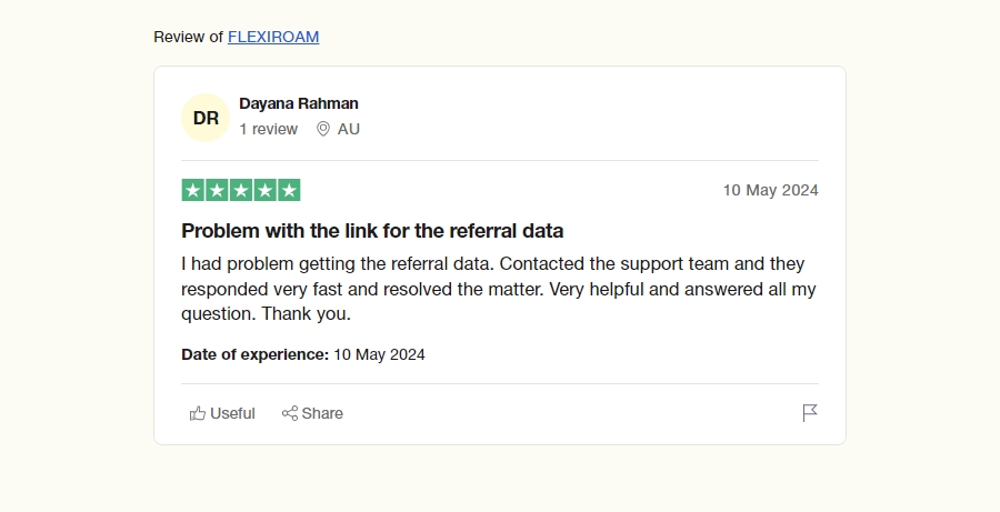 5-star review on trustpilot by dayana