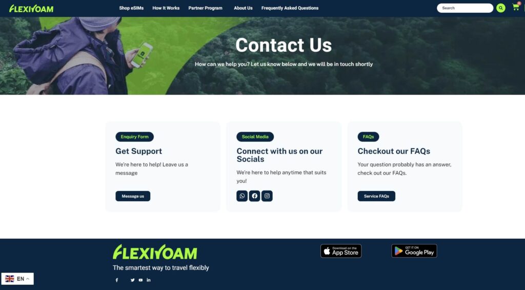 flexiroam support page
