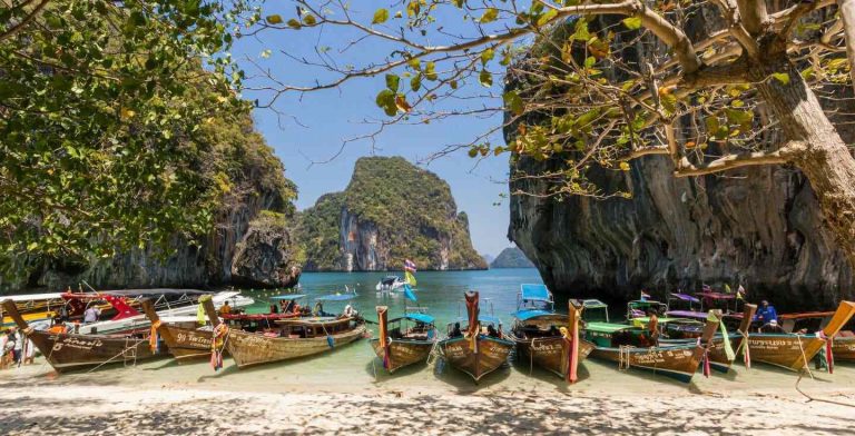 Boats on the shore in Thailand