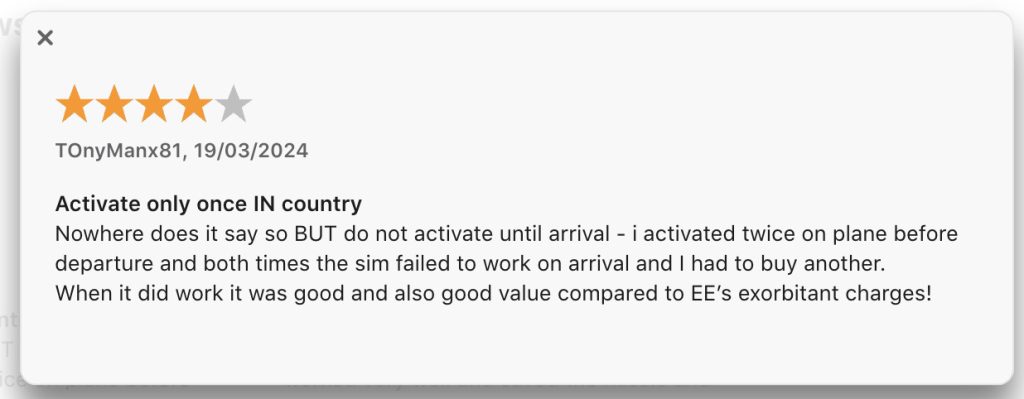 Sim local user review