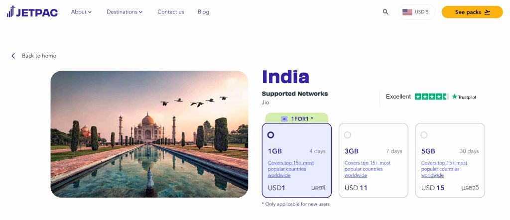 jetpac offer for india