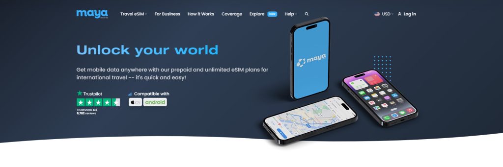 maya mobile home page