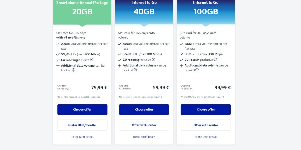 annual prepaid packages from o2 germany