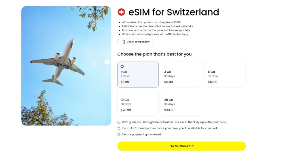 Saily esim offer for Switzerland