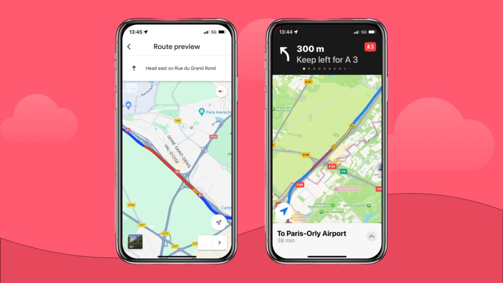 Google Maps vs. Apple Maps live traffic comparison