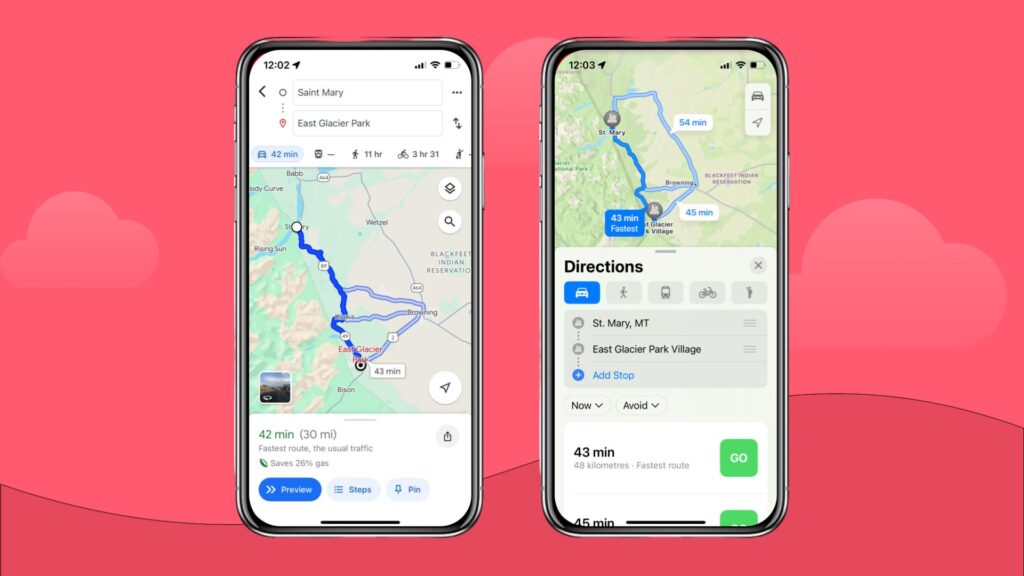 Google Maps vs. Apple Maps navigation comparison