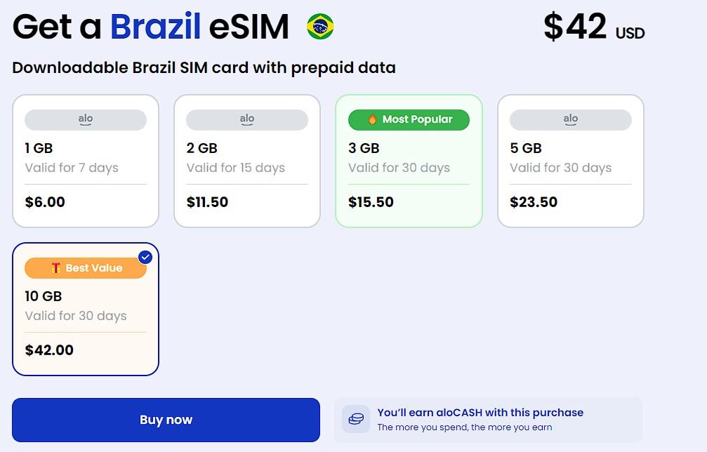 alosim brazil esim data plans