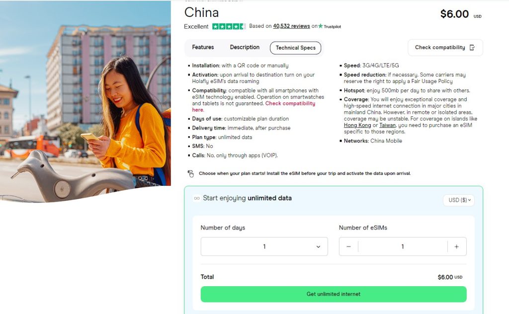 china holafly esim data plan