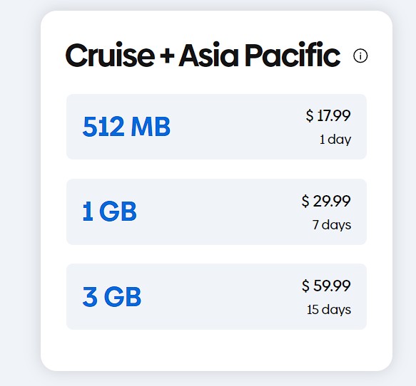 gigsky cruise esim data plans for singapore