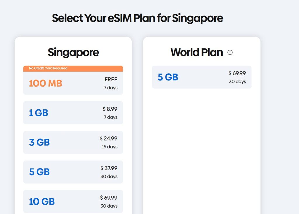 gigsky esim singapore data plans