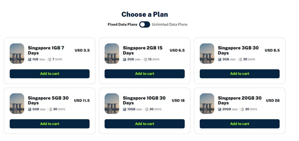 singapore flexiroam esim limited data plans