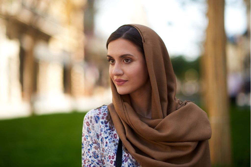 woman with a head scarf