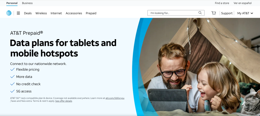 AT&T’s online storefront for hotspot plans. 