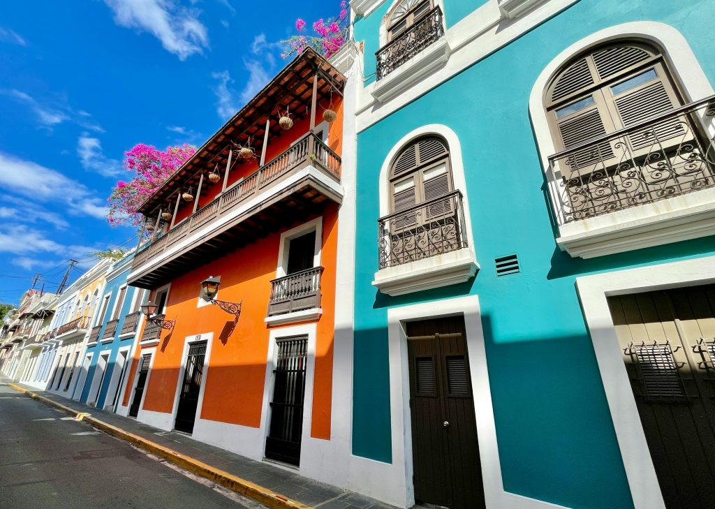 Colorful houses on a street in San Juan, Puerto Rico