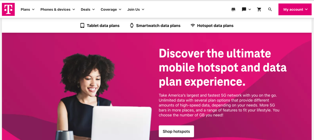 T-Mobile’s online store for hotspot plans. 
