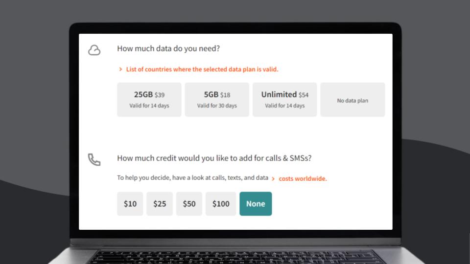 TravelSIM pricing for eSIM Paris data plans.