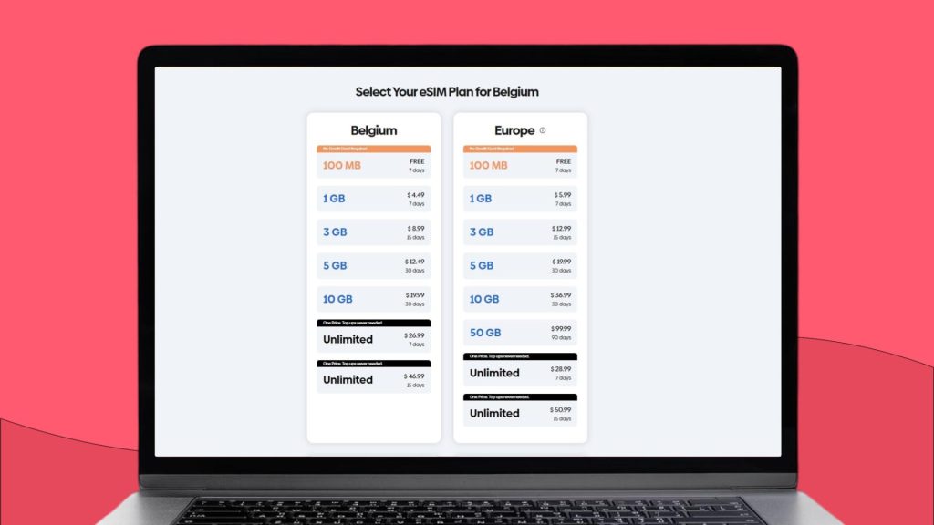 GigSky eSIM offer for Belgium