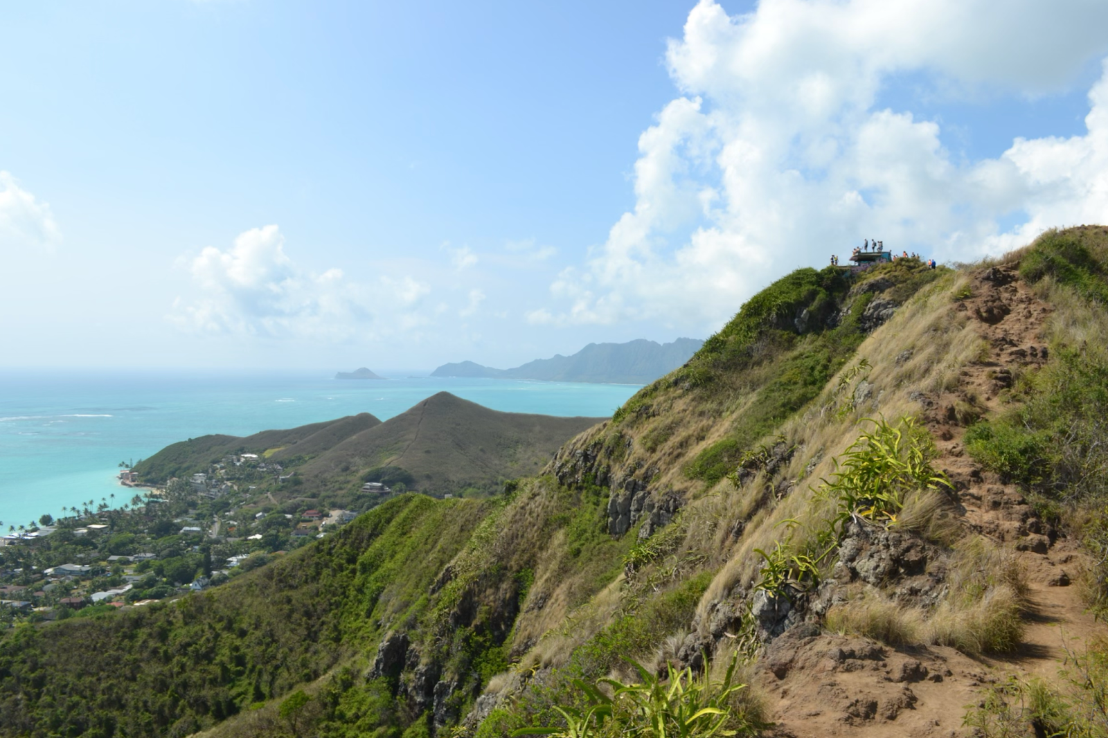 A view of the ocean from a mountain top in Hawaii