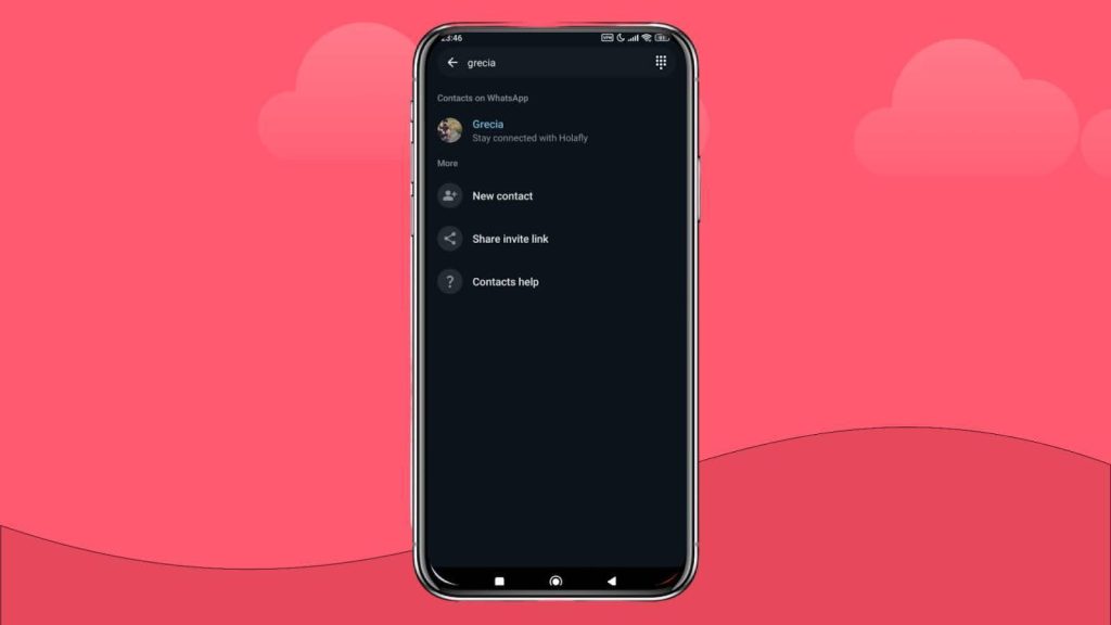 looking for a contact in whatsapp