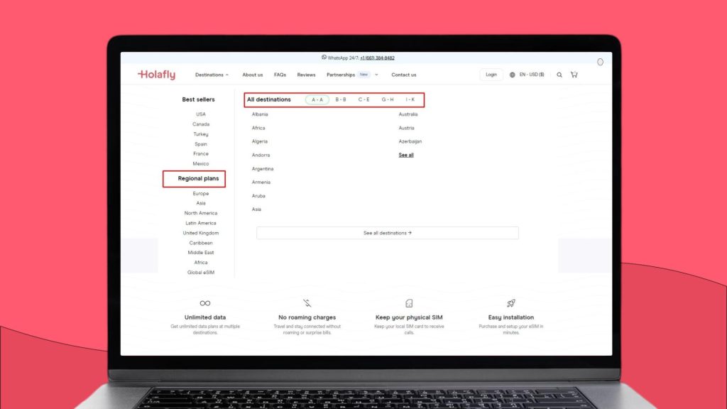 regional and country-specific eSIM plans from Holafly