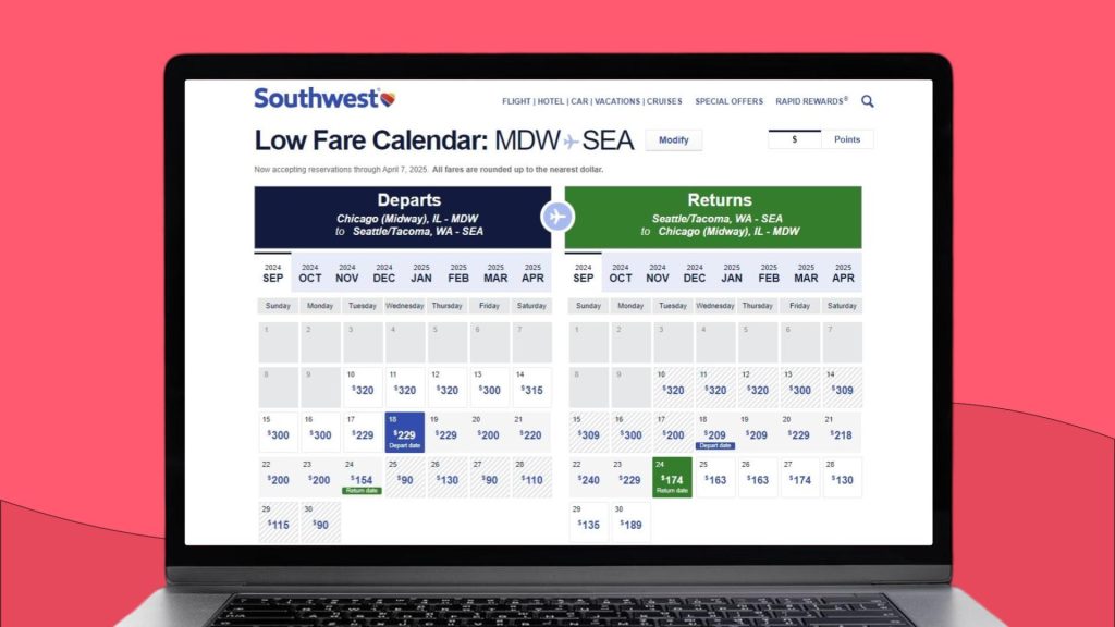 Southwest low fare calendar
