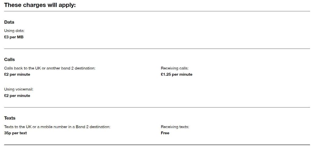 three uk roaming rates