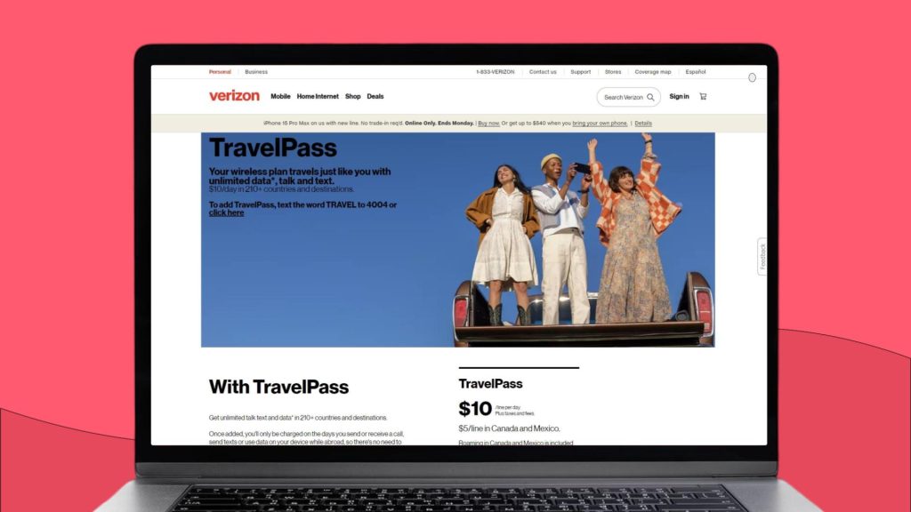 Verizon Travel Pass
