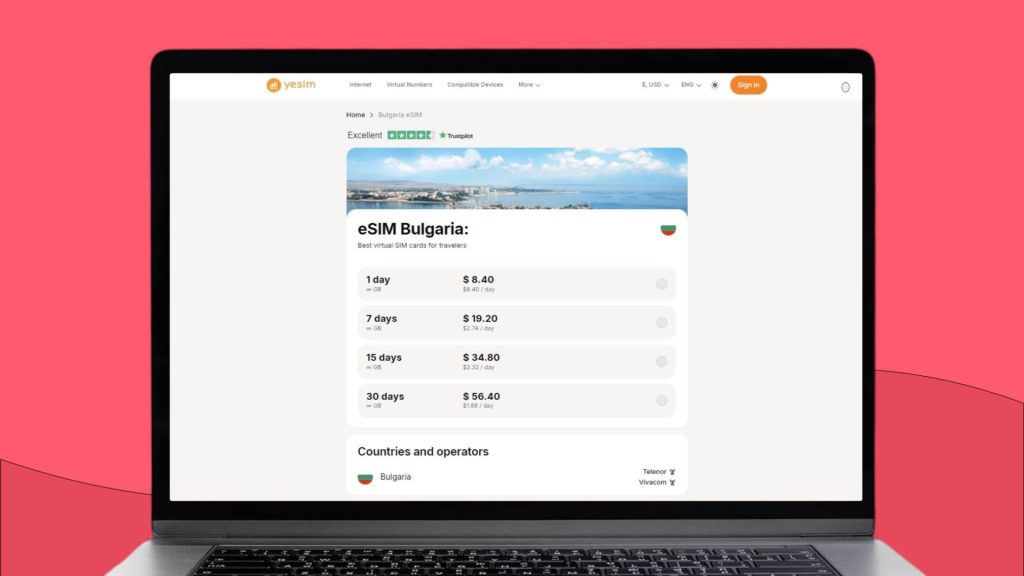 Yesim eSIM plans for Bulgaria