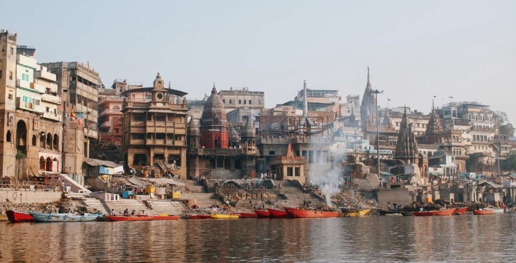 Ganga river and Varanasi ghats in the morning
